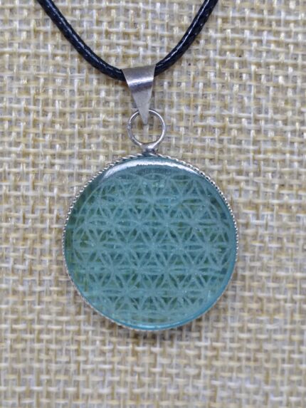 DIJE OBSIDIANA AZUL FLOR DE LA VIDA