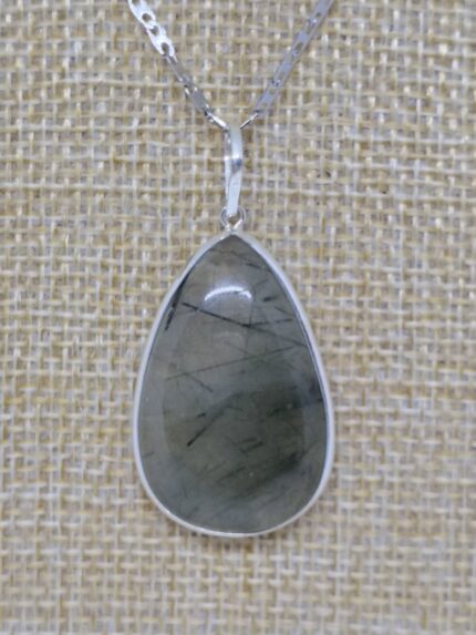 DIJE PLATA GOTA CUARZO RUTILADO